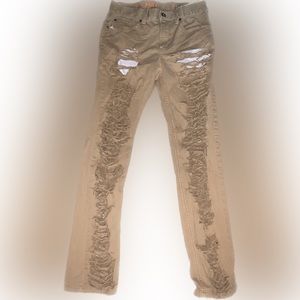 Tan distressed jeans
